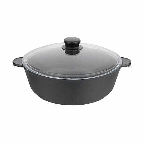 

Жаровня а/п литая 5,5л. 32см, Комфорт, стек.крышка, черн.классический, КАТЮША, арт.6032, 6032 Комфорт 5.5л 32см с крышкой