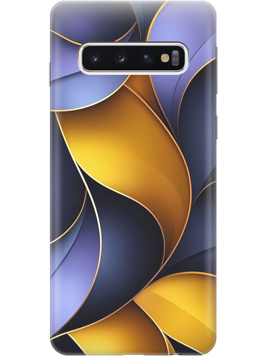 

Силиконовый чехол на Samsung Galaxy S10 с принтом "Желто-сиреневые изгибы", Прозрачный;желтый;фиолетовый, 720461331