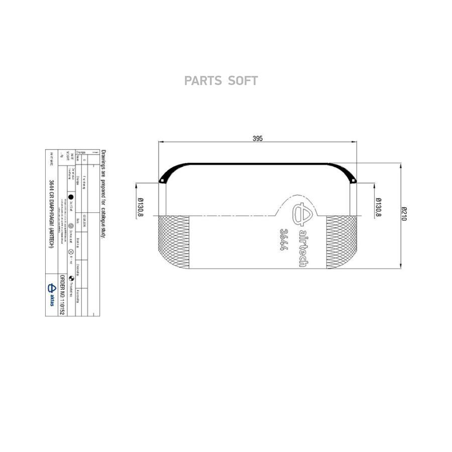 AIRTECH 3644 3644B пневмоподушка цил 395-210-1308 1308 Omn BPW Fruehauf Kogel MAN Volv 5570₽