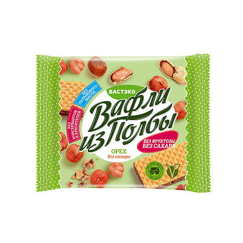 

Вафли из полбы Вастэко Орех, без сахара, 45 г х 2 шт, 465011
