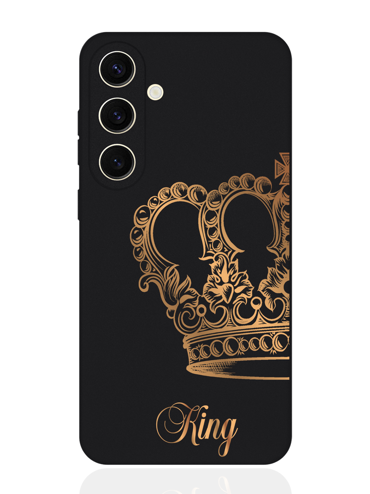 

Чехол для смартфона Samsung S24 черный силиконовый Парный чехол корона King, Черный;золотистый