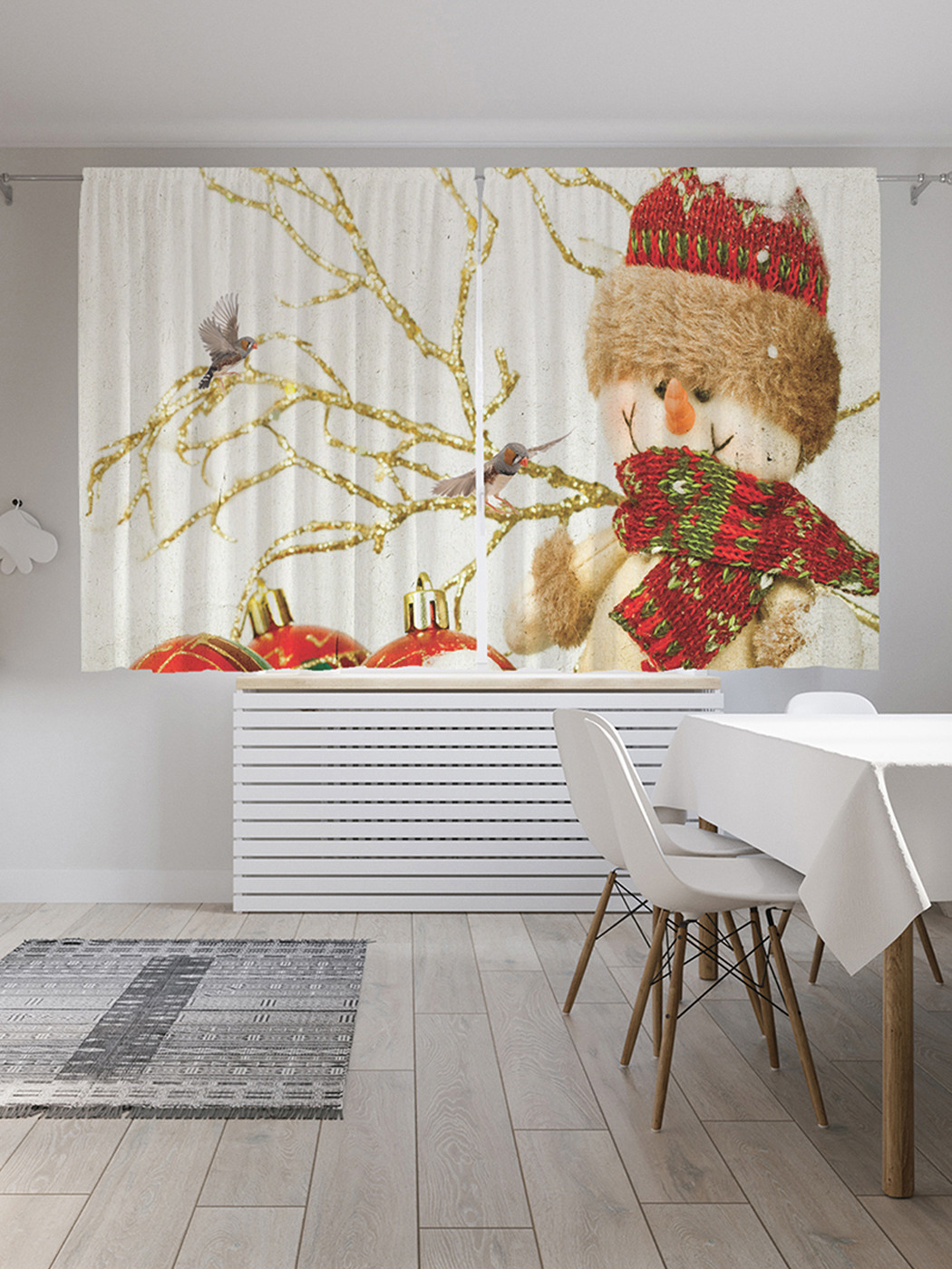 

Шторы JoyArty с фотопечатью "Милый снеговик" из сатена, 290х180 см, Милый снеговик