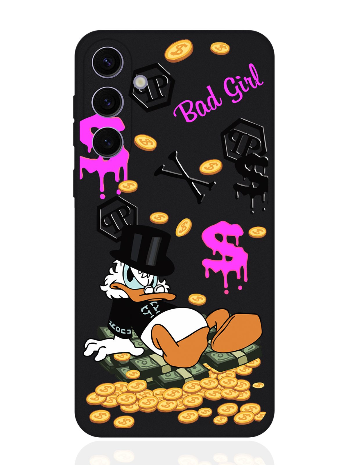 

Чехол для смартфона Samsung S24 Plus черный силиконовый Богатая Утка Bad Girl, Черный;розовый, Samsung