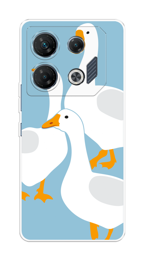 

Чехол на Infinix GT 10 Pro "Гусиное трио", Голубой;белый;серый;желтый, 3104850-1