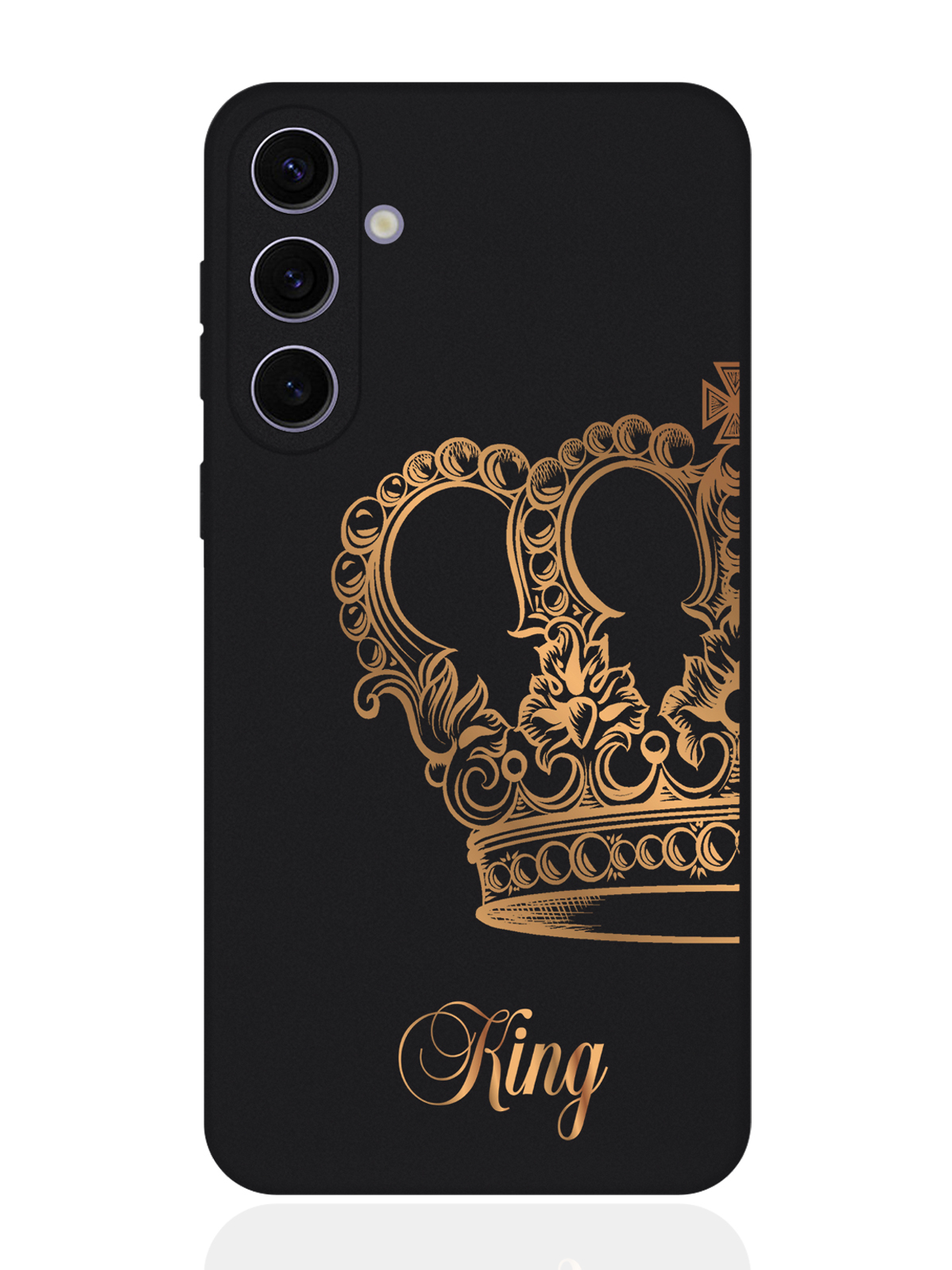 

Чехол для смартфона Samsung S24 Plus черный силиконовый Парный чехол корона King, Черный;золотистый