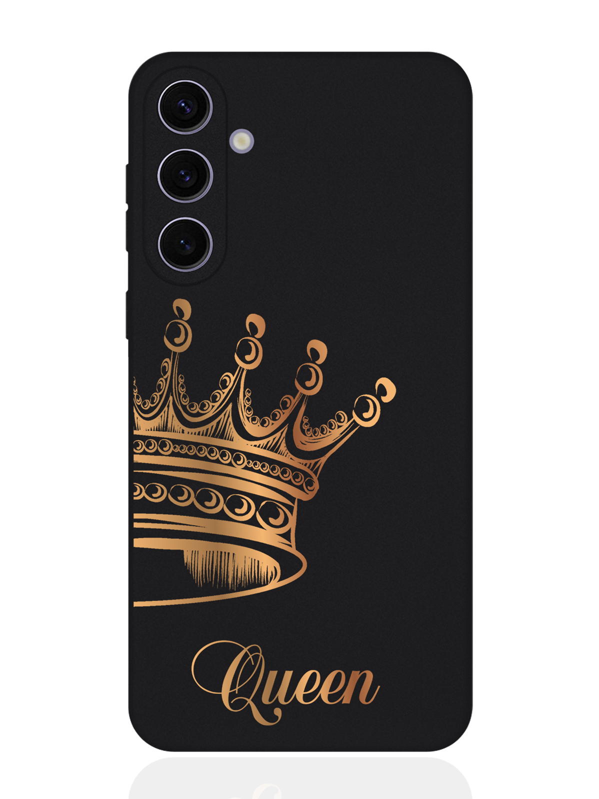 

Чехол для смартфона Samsung S24 Plus черный силиконовый Парный чехол корона Queen, Черный;золотистый