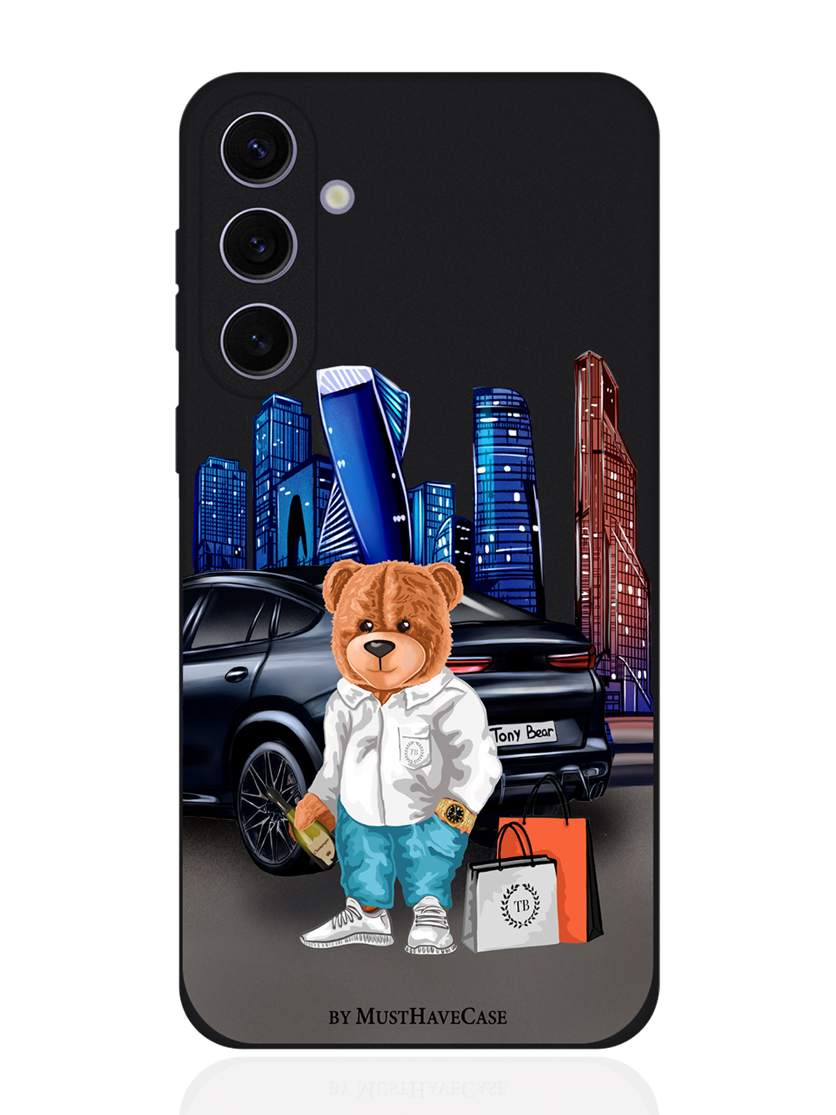 

Чехол для смартфона Samsung S24 Plus черный силиконовый Tony Moscow city, Черный;синий;коричневый, Samsung