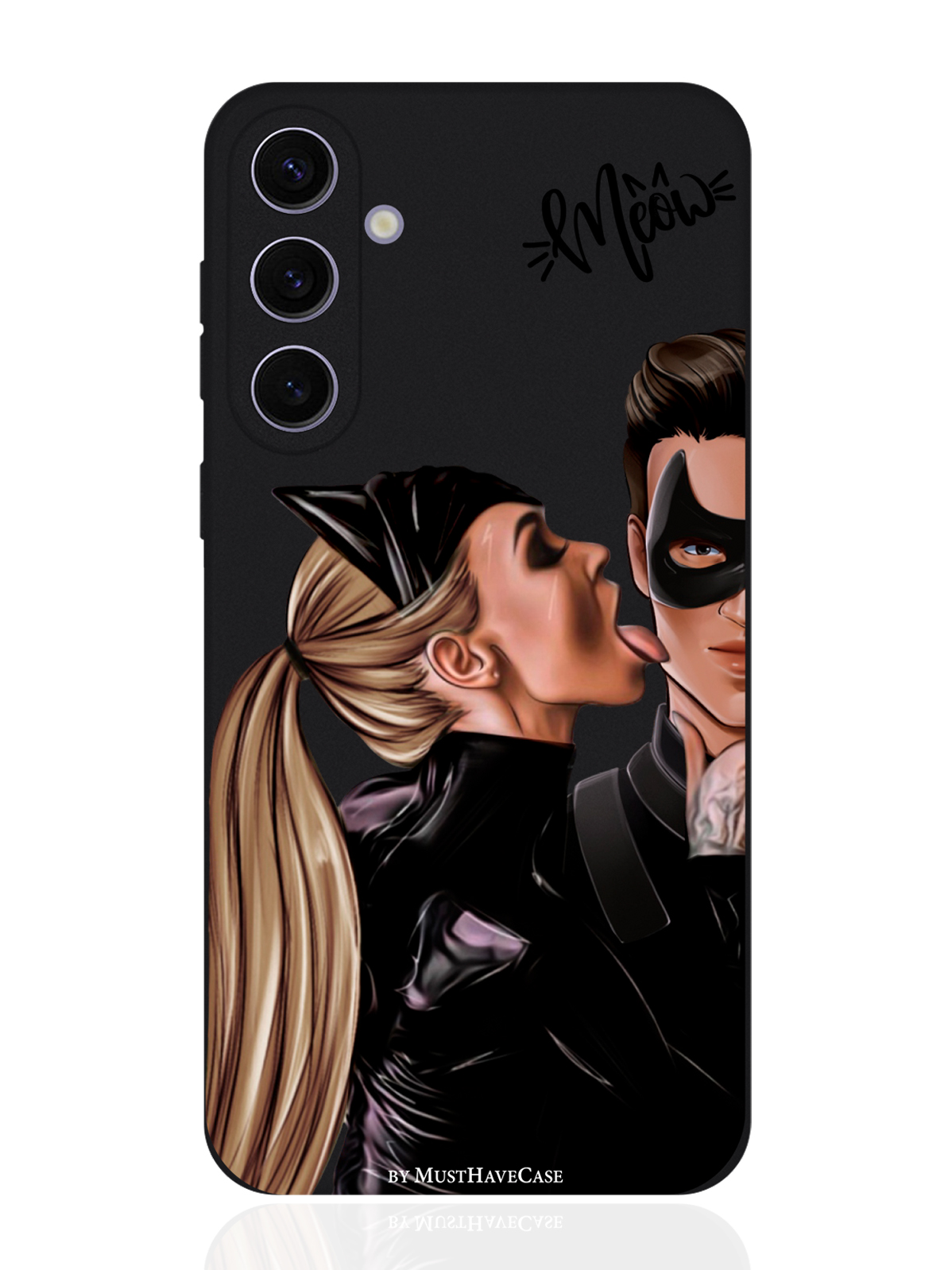 

Чехол для смартфона Samsung S24 Plus черный силиконовый Кошечка с парнем, Коричневый;черный, Samsung