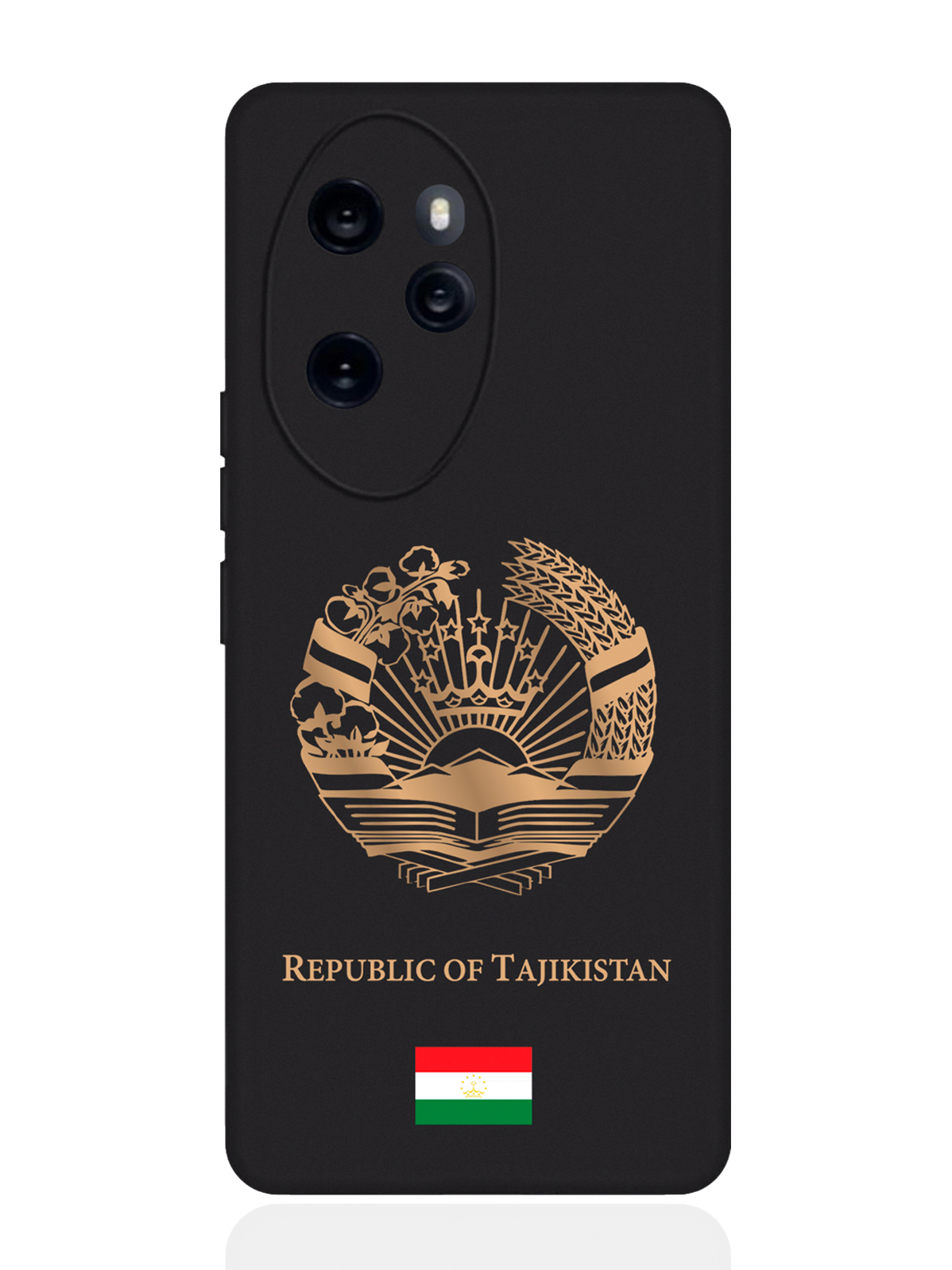 

Чехол SignumCase для Honor 100 Pro Золотой Герб Таджикистана, Золотистый;черный