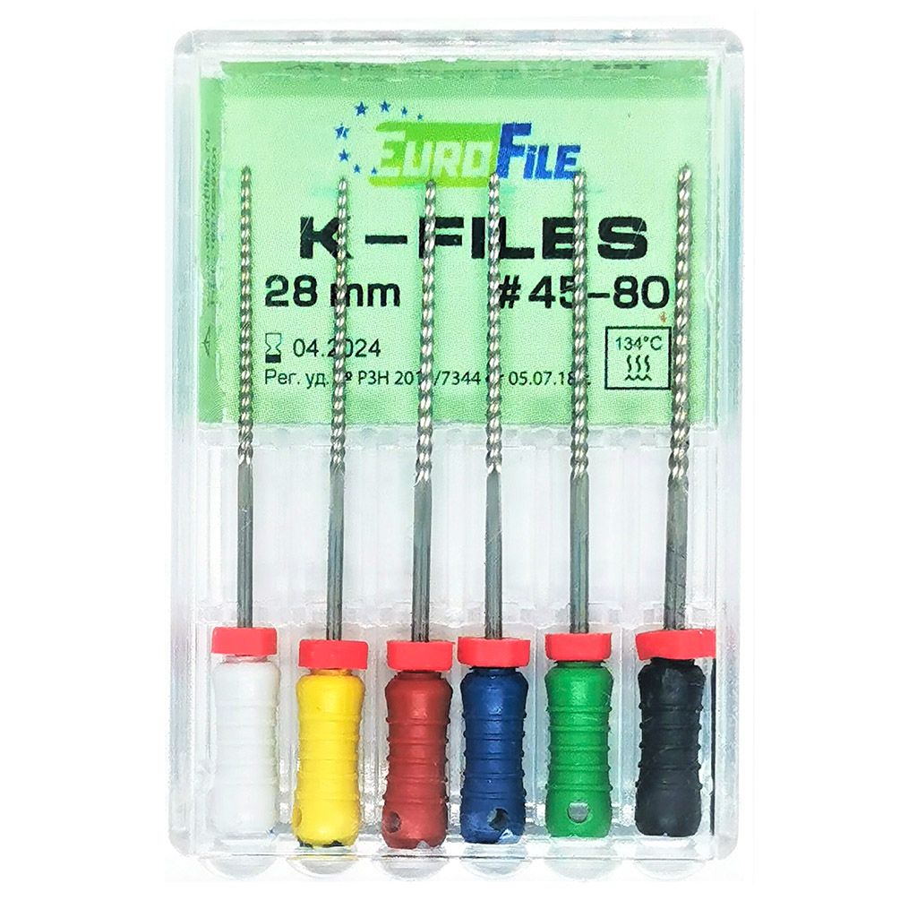 

Ручные файлы Eurofile K-Files 28 мм, №45-80, 1831028101