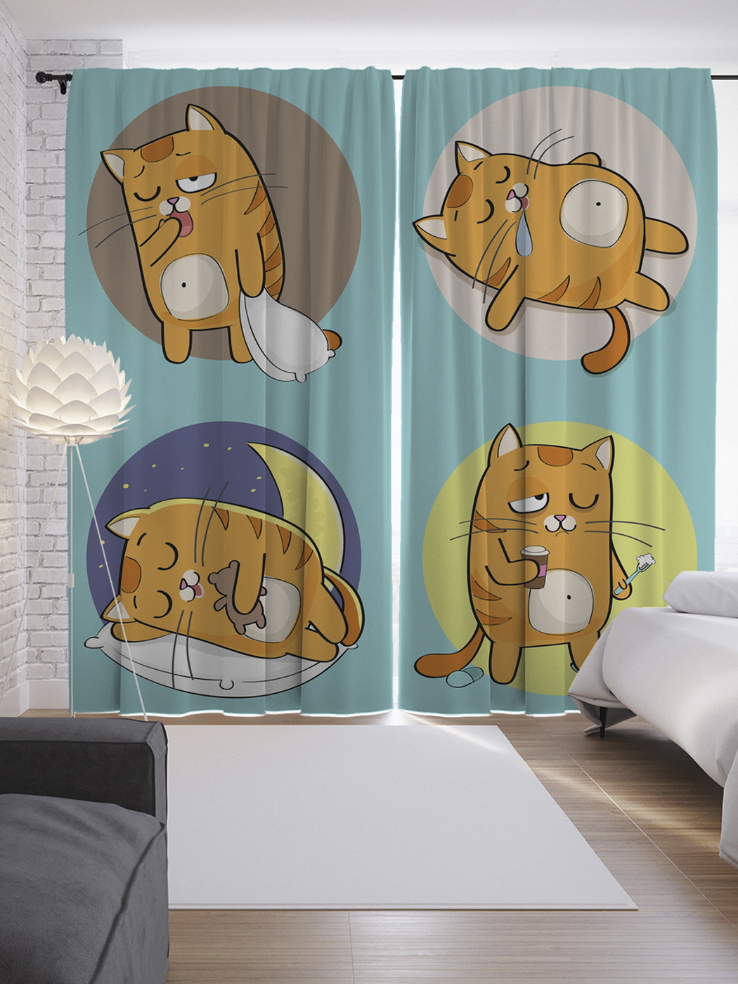 

Шторы JoyArty с фотопечатью "Сонный котик" из сатена, 290х265 см, Сонный котик