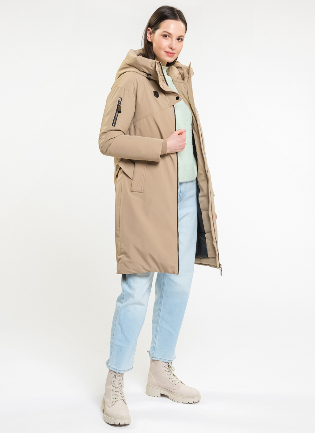 

Пальто женское Amimoda 65868 бежевое 42 RU, Бежевый, 65868