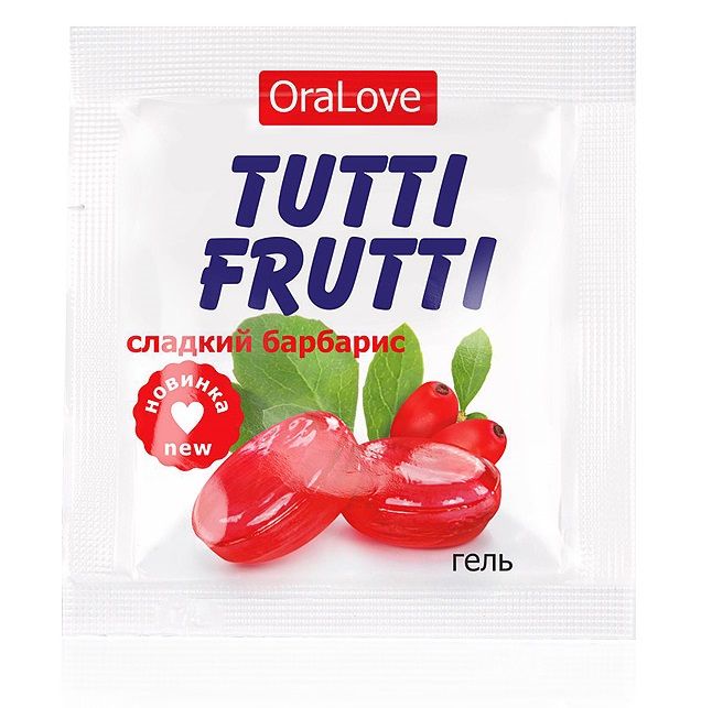 

Гель-смазка Tutti-frutti со вкусом барбариса - 4 гр., (5шт.)