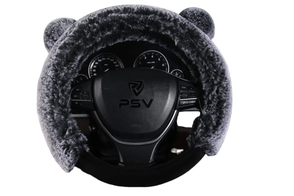 

Оплётка на руль иск. мех PSV MISHKA Premium (Черно-Серый/Черный велюр) M 1шт