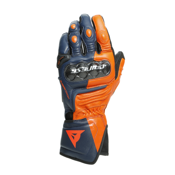 фото Dainese перчатки кожаные dainese carbon 3 long black-iris/flame-orange/fluo-red m