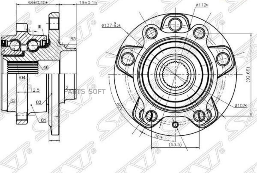 

Ступичный узел перед/зад 4WD AUDI Q3/SKODA YETI/VW PASSAT/TIGUAN