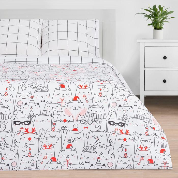 

Постельное белье Этель 1.5 сп Xmas cat 143x215 см, 150x214 см, 70x70 см - 2 шт