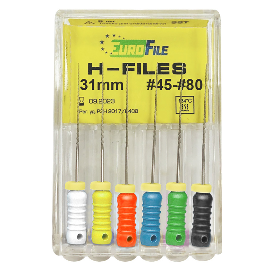 

Ручные файлы Eurofile H-Files 31 мм, № 45-80, 1832031101