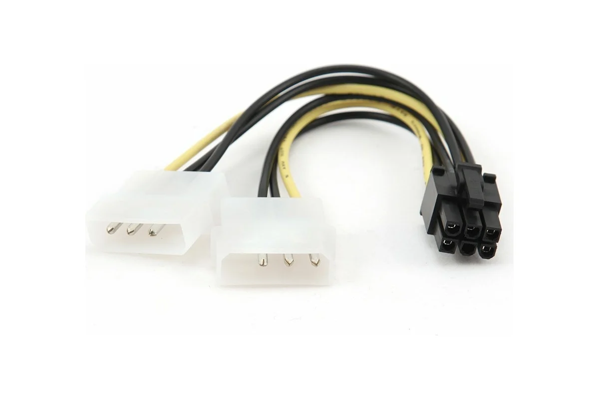

Кабель Gembird Molex - 2x - PCI-Express 6pin вилка-розетка 0.15м черный, желтый