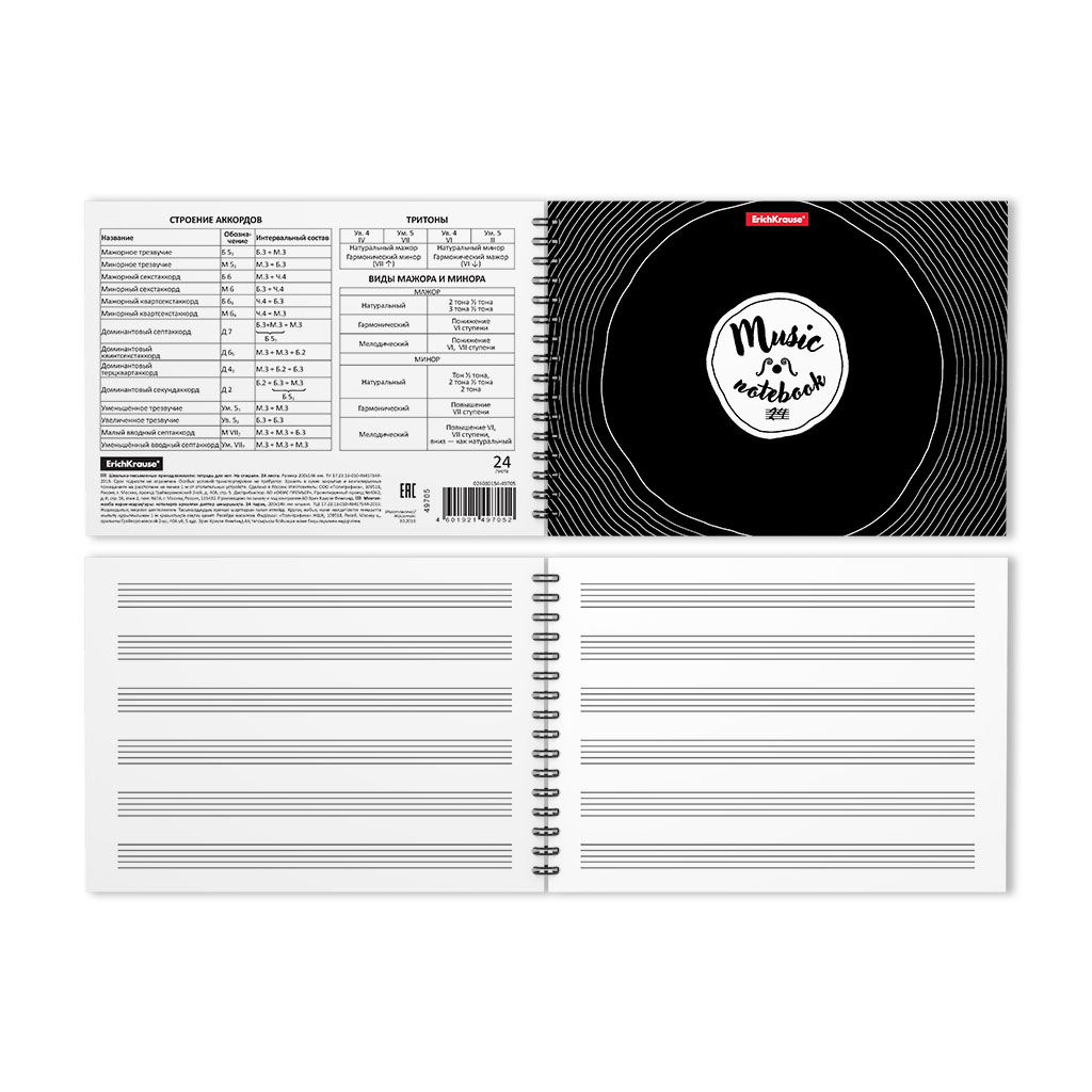 

Тетрадь для нот на спирали ErichKrause Just Music, А5, 24 л, горизонатальная ориентация