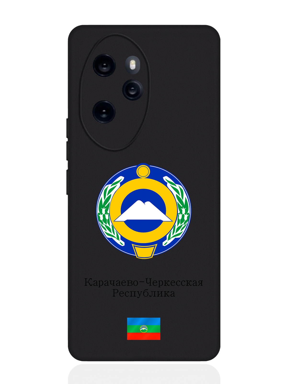 

Чехол SignumCase для Honor 100 Pro Герб Карачаево-Черкесской Республики, Золотистый;черный