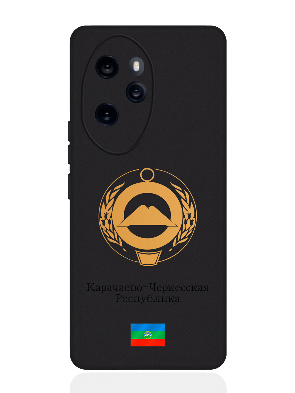 

Чехол SignumCase для Honor 100 Pro Золотой Герб Карачаево-Черкесской Республики, Черный, Honor