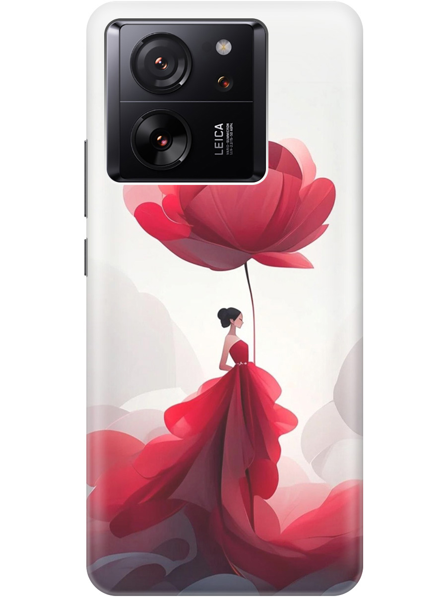 

Силиконовый чехол на Xiaomi 13T / 13T Pro с рисунком "Цветочная девушка в красном", Белый;красный, 20001438