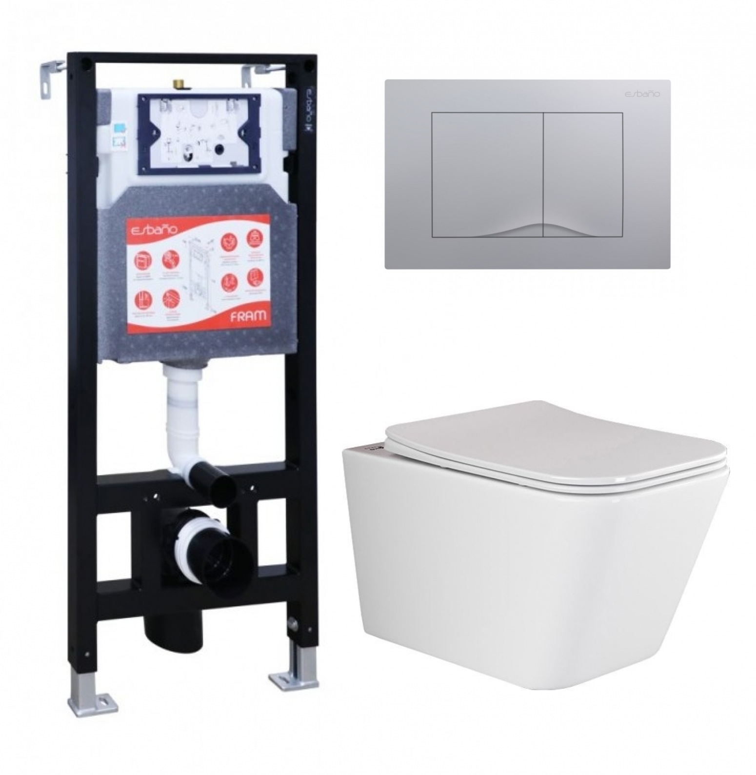 

Комплект инсталляция ESBANO FRAM + Унитаз Ceramica Nova Metric + кнопка хром матовая