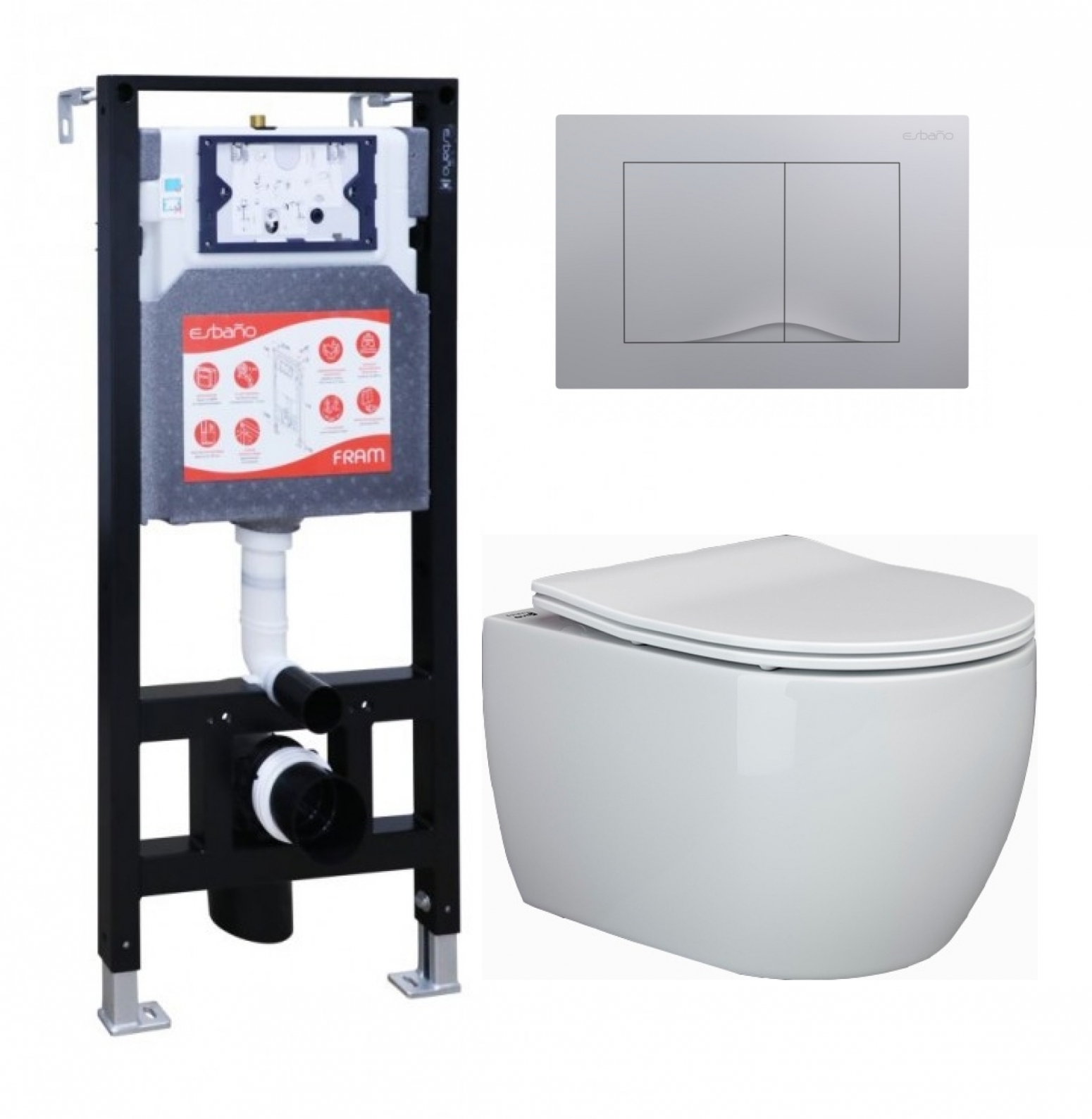 

Комплект инсталляция ESBANO FRAM + Унитаз Ceramica Nova Play + кнопка хром матовая
