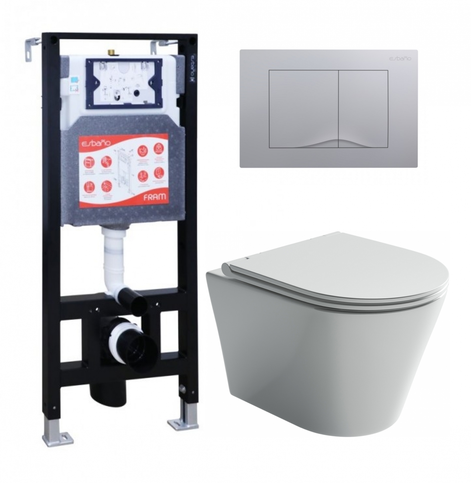

Комплект инсталляция ESBANO FRAM + Унитаз Ceramica Nova Forma + кнопка хром матовая