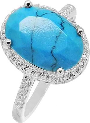 Кольцо из серебра с бирюзой и фианитом р. 17 Evora 635595-e