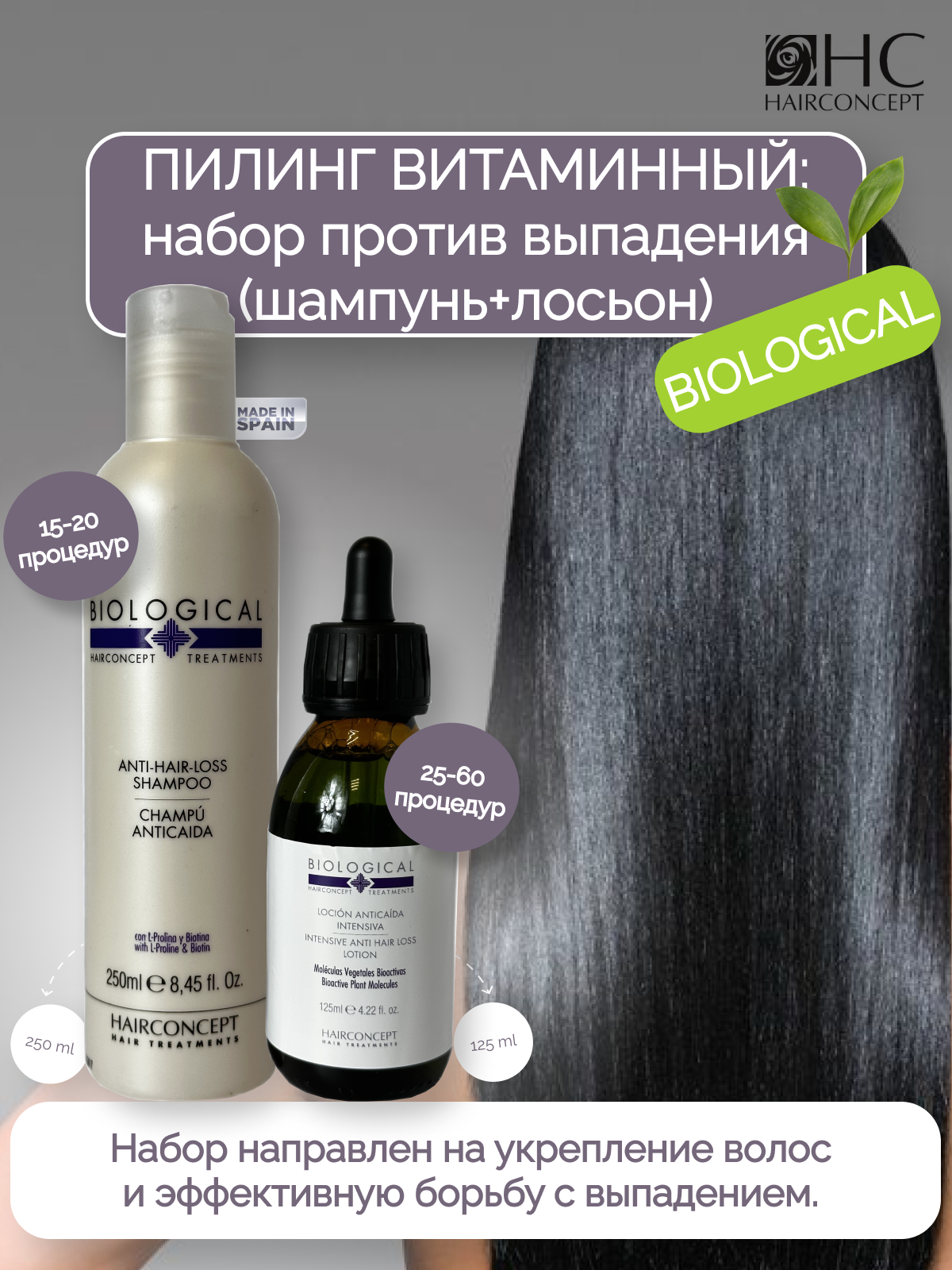 Набор HairConcept против выпадения волос Витаминный шампунь 250мл лосьон 125мл