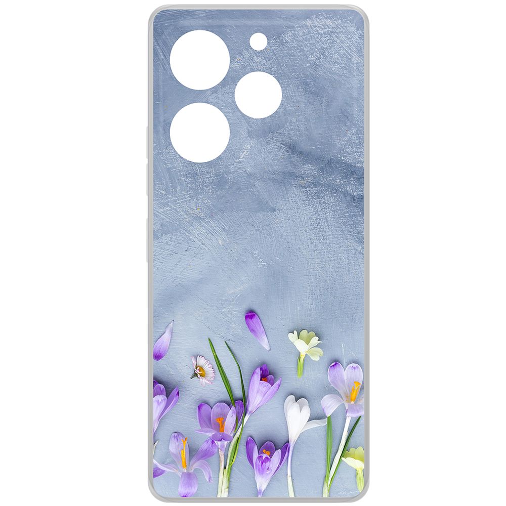 

Чехол-накладка Krutoff Clear Case Цветочное настроение для TECNO Pova 6 Pro, Прозрачный