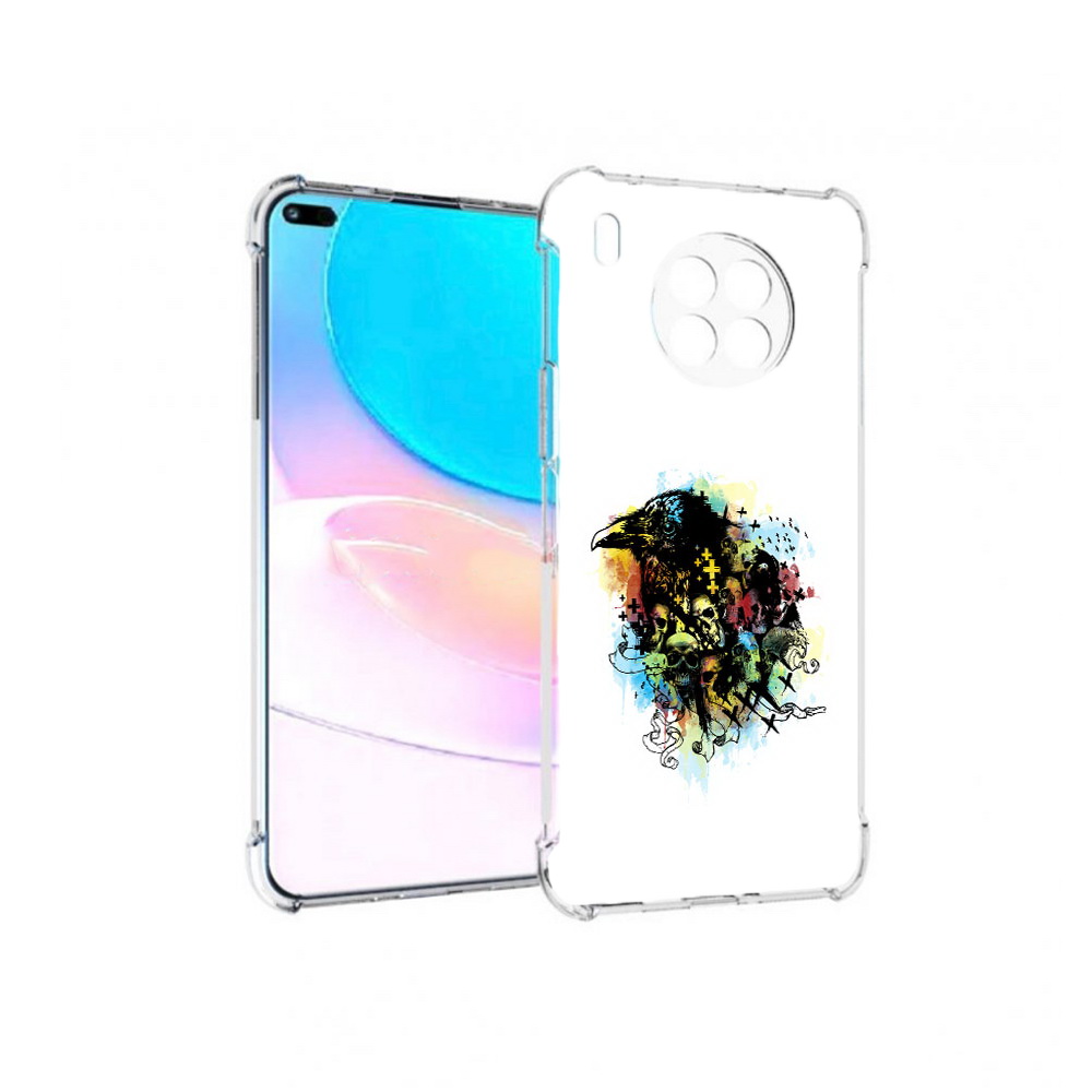 

Чехол задняя-панель-накладка-бампер MyPads ворон и черепа для Huawei Nova 8i, Прозрачный, Tocco