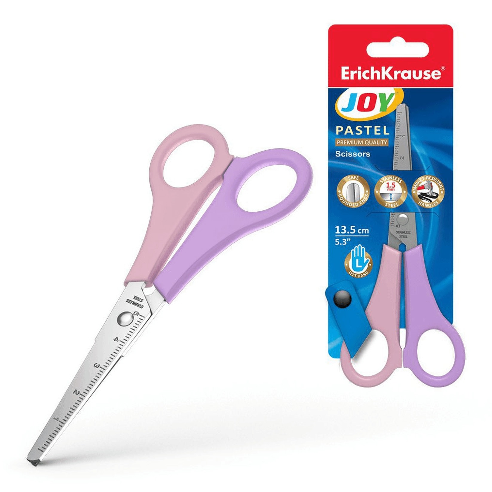 

Ножницы ErichKrause Joy Pastel для левшей 13,5 см в ассортименте (модель по наличию)