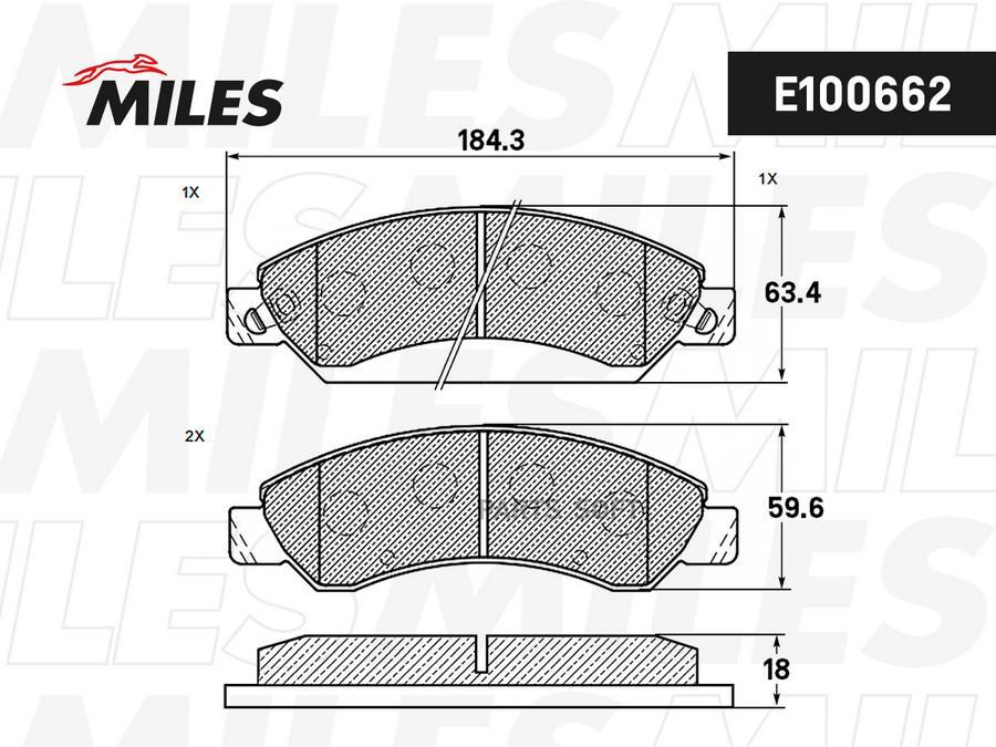 

Колодки тормозные CADILLAC ESCALADE/CHEVROLET TAHOE 06- передние 1шт MILES E100662