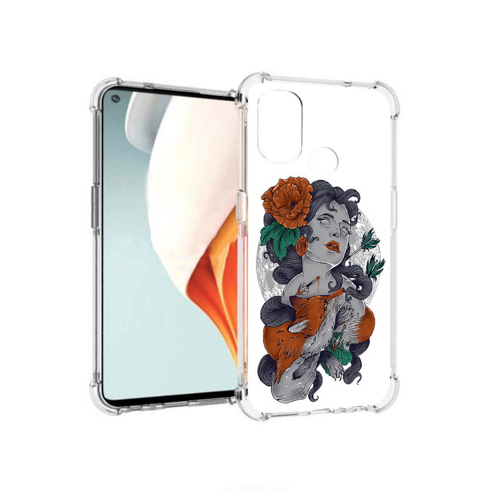 

Чехол MyPads Tocco для OnePlus Nord N100 темная девушка с лисой (PT227045.141.639), Прозрачный, Tocco