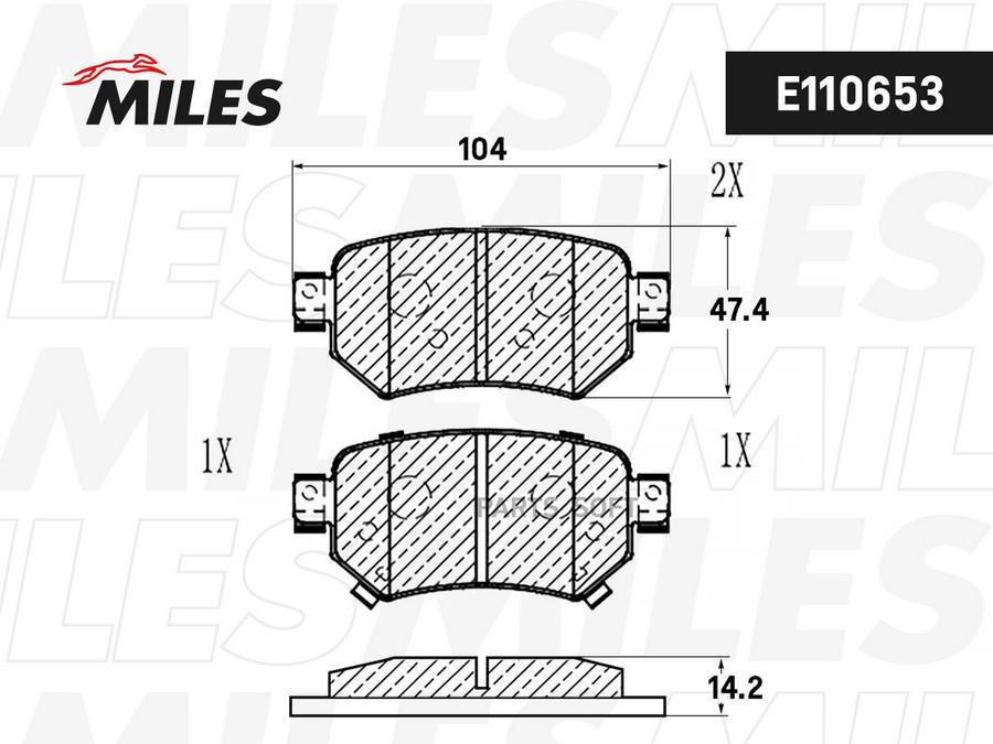 

Колодки тормозные MAZDA 6 12- задние SemiMetallic 1шт MILES E110653