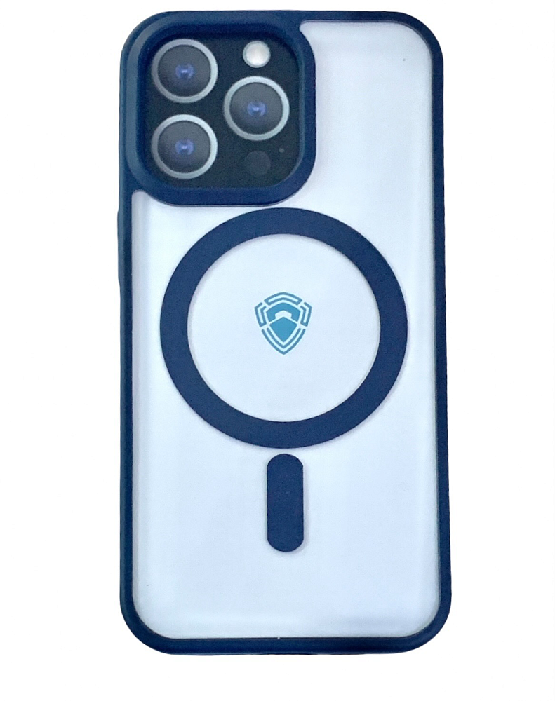 

Чехол-накладка Dfansdesign Magsafe Case для Apple iPhone 13 Pro пластиковый (синяя рамка), Прозрачный;синий