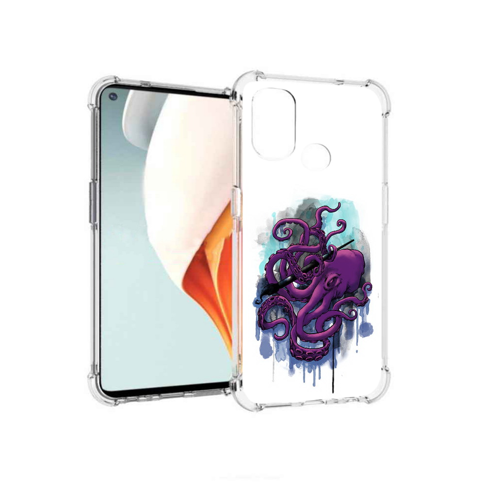 

Чехол MyPads Tocco для OnePlus Nord N100 фиолетовый осьминог (PT227045.141.658), Прозрачный, Tocco