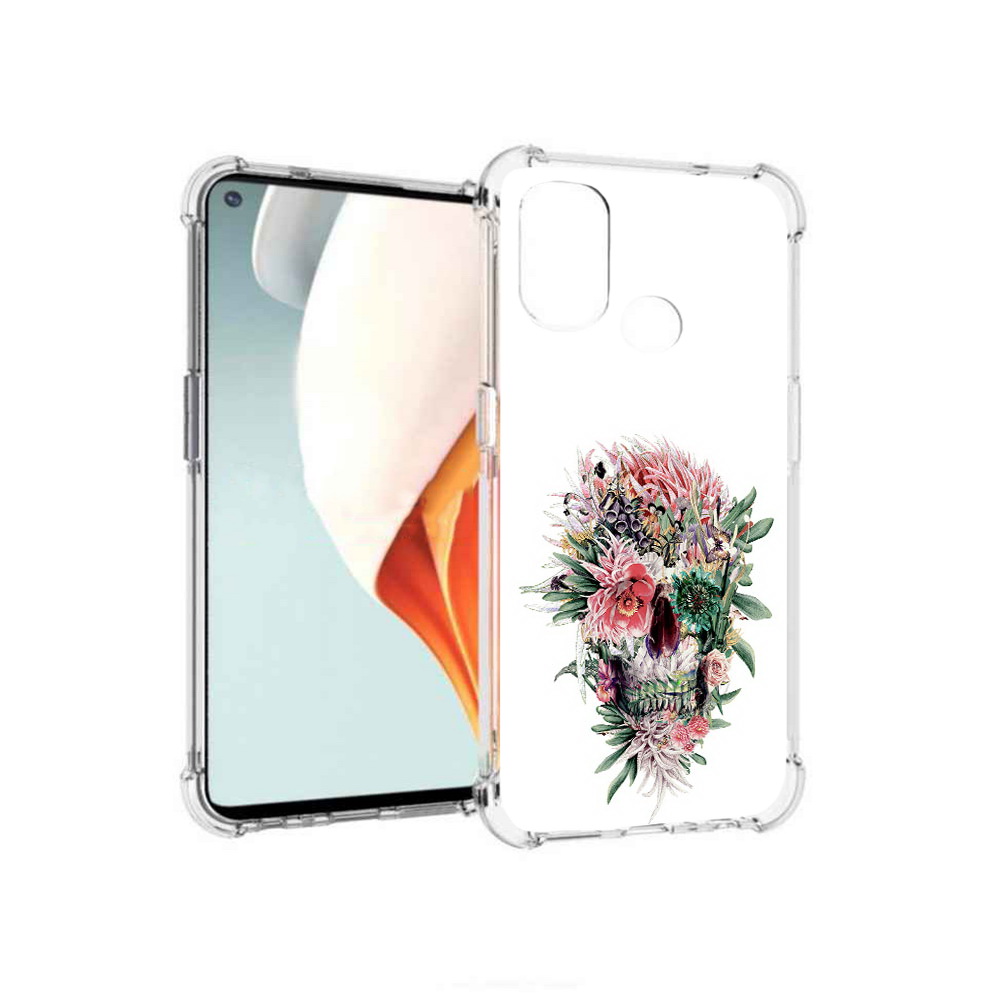 

Чехол MyPads Tocco для OnePlus Nord N100 череп из цветов (PT227045.141.677), Прозрачный, Tocco
