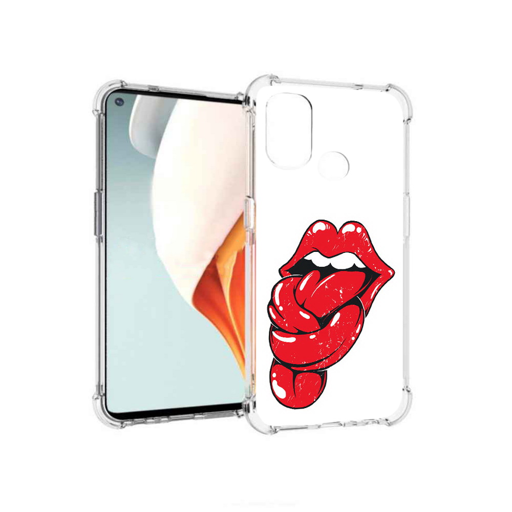 

Чехол MyPads Tocco для OnePlus Nord N100 яркие губы с языком (PT227045.141.705), Прозрачный, Tocco