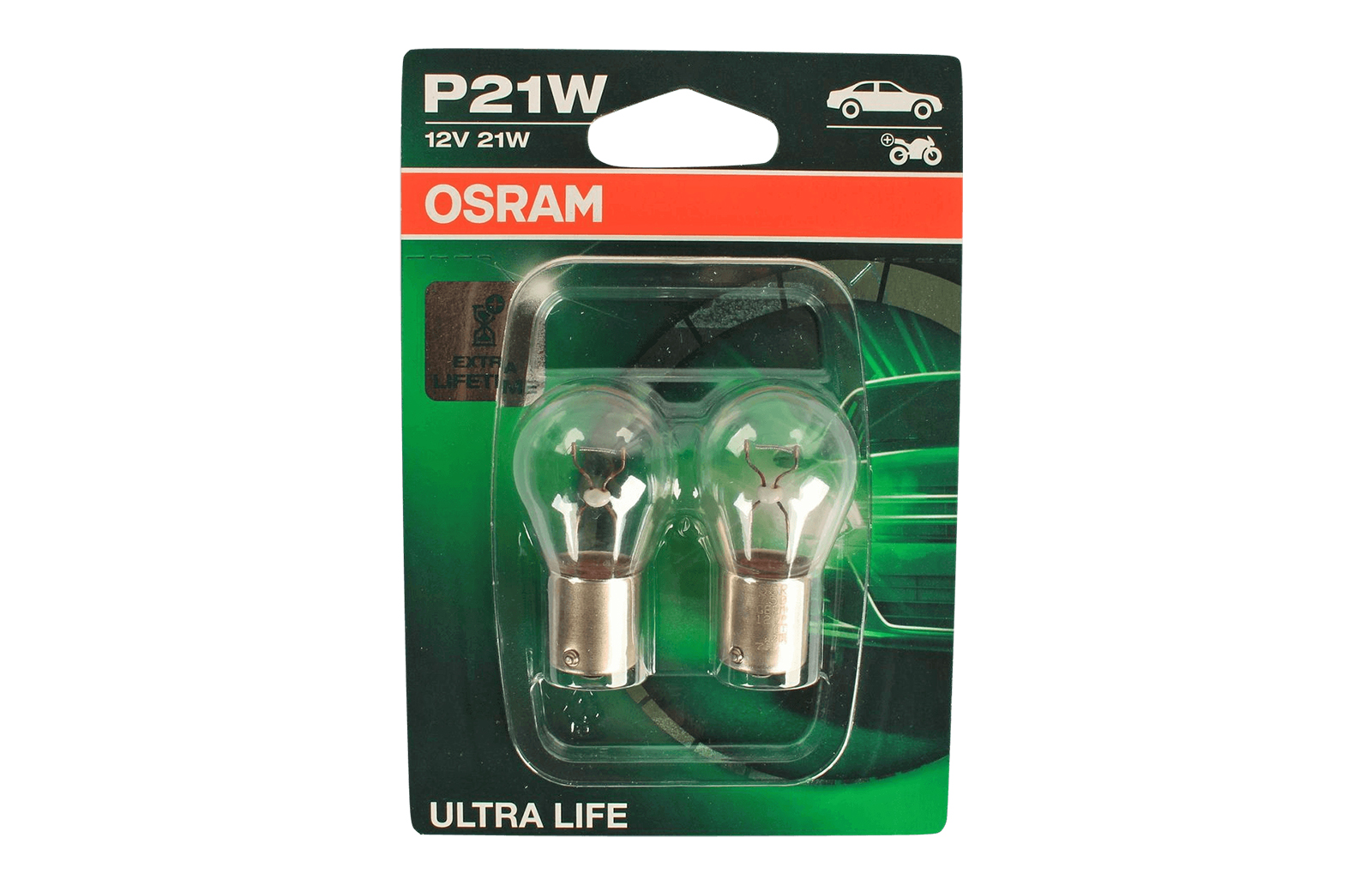 Лампа 12V P21W OSRAM ULTRA LIFE 2шт блистер