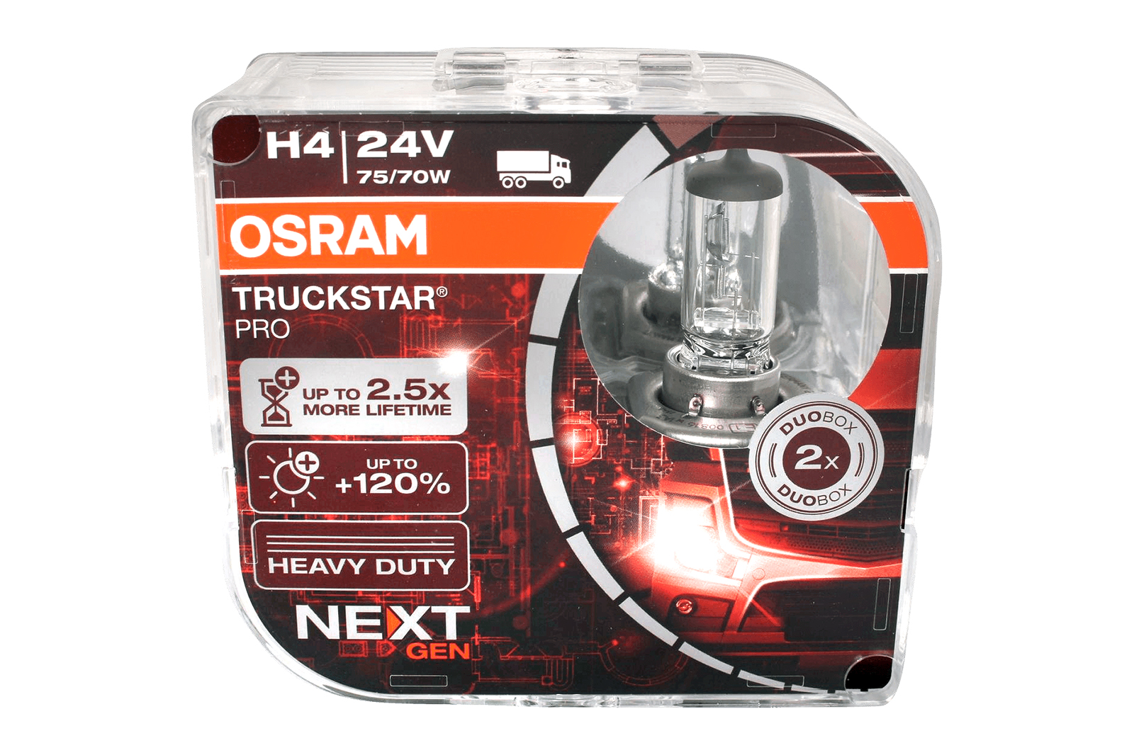 

Набор ламп 24Vx75/70W H4 OSRAM TRUCKSTAR PRO 2 шт комплект