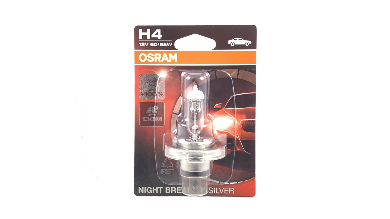 Лампа 12Vx60/55W H4 p43+100% OSRAM NIGHT BREAKER SILVER блистер