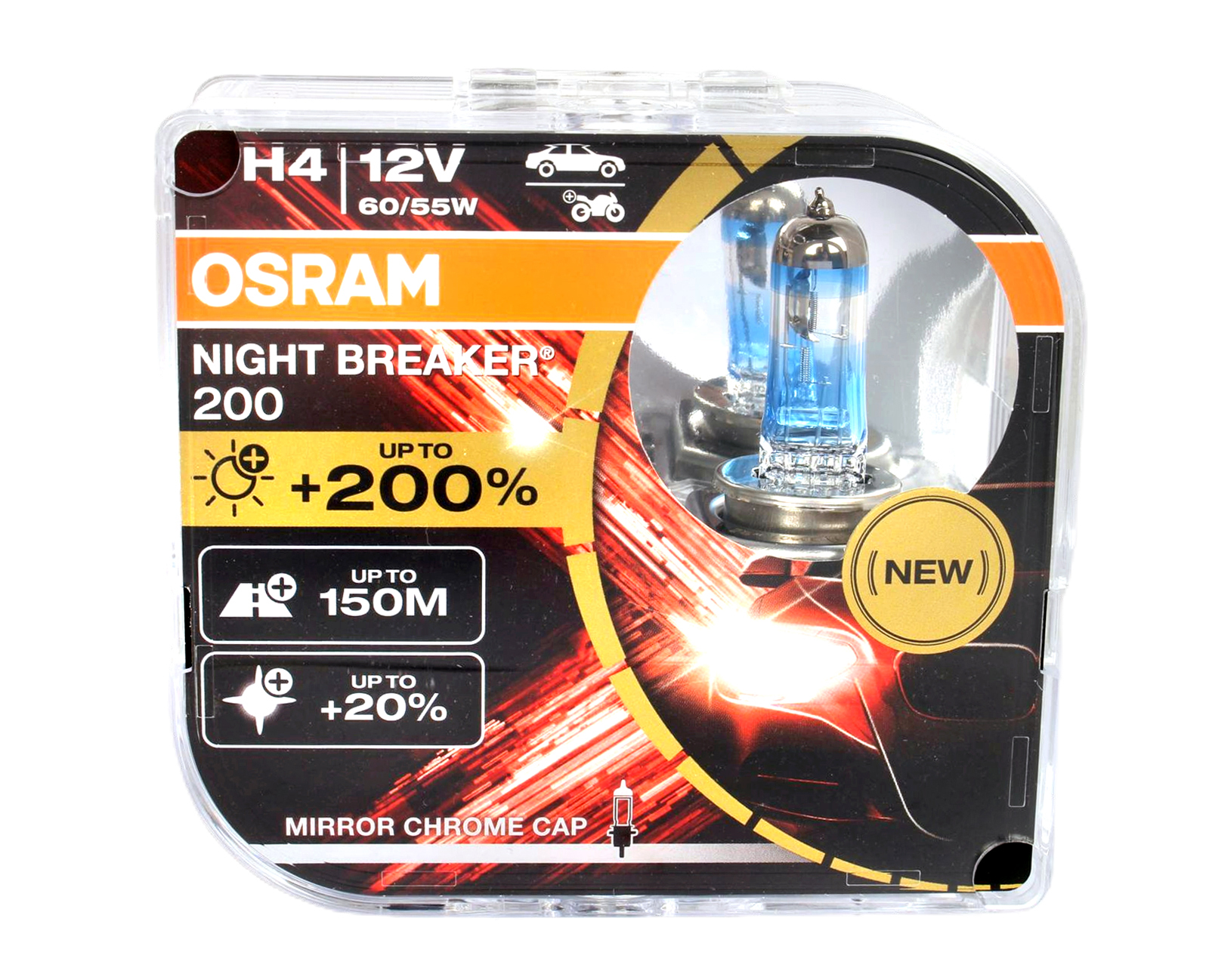 

Набор ламп 12Vх60/55W H4 +200%OSRAM NIGHT BREAKER 4050K к-т