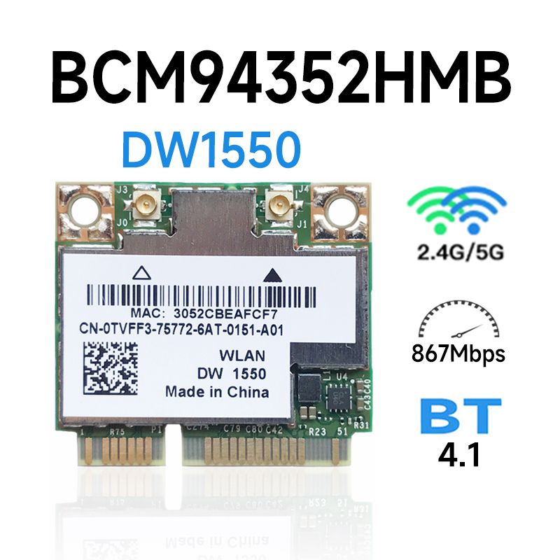 

Приемник Wi-Fi NoBrand для компьютера Mini PCI-e 802.11ac, Зеленый;белый