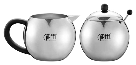 

Набор для сервировки Gipfel Oreole сахарница с ложечкой и молочник, Серебристый