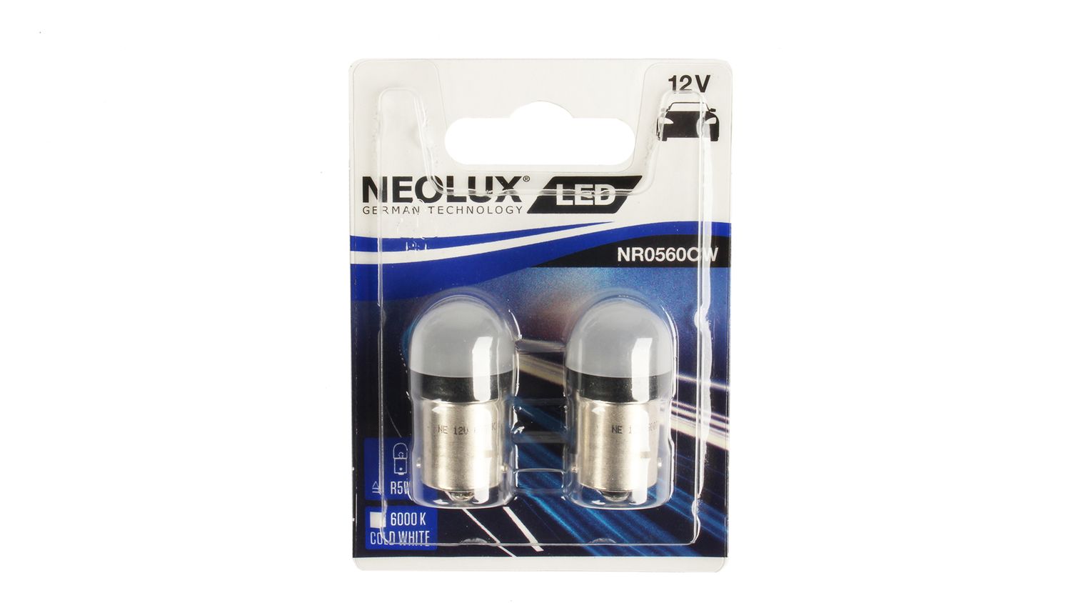 Лампа NEOLUX LED R5W 12V 0.8W BA15S 6000K комплект