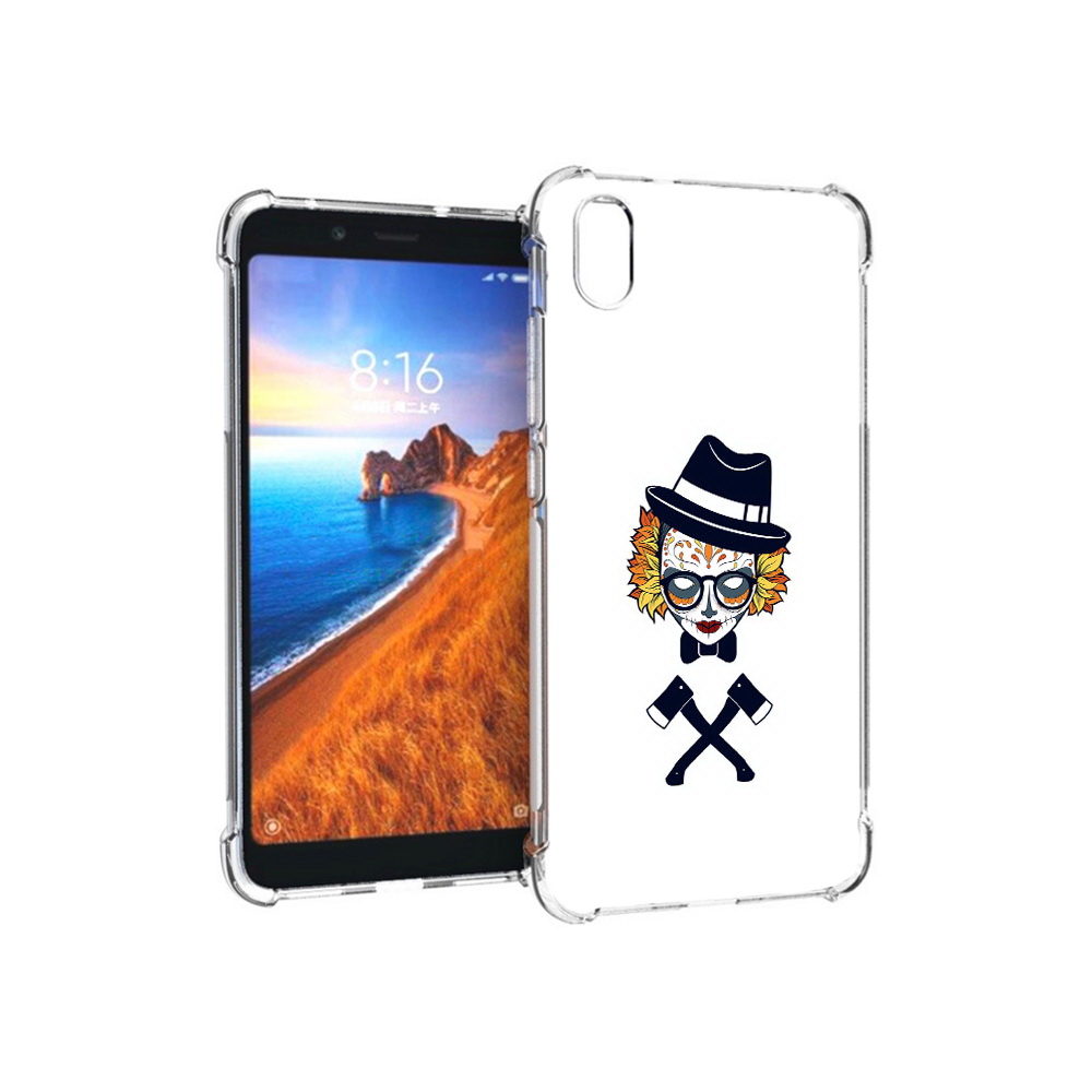 Чехол MyPads Tocco для Xiaomi Redmi 7A девушка в маске с топорами рисунок
